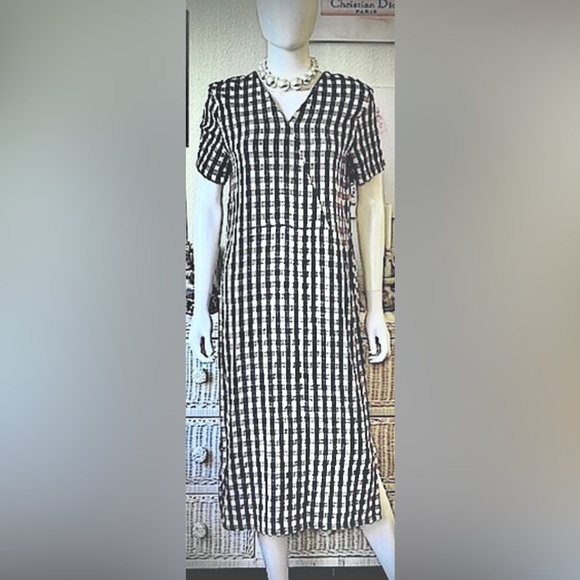 Rita Row Daylan Cotton blend gingham dress Black/brown/tan color size Medium NWT - Picture 1 of 11